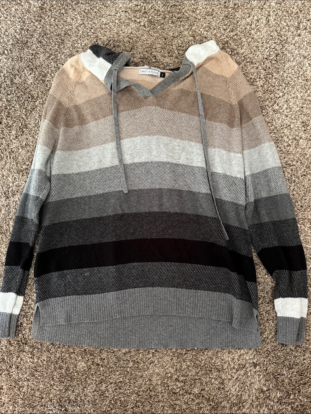 Zacket & Plover | Striped Hoodie Cashmere Blend Sweater size Small